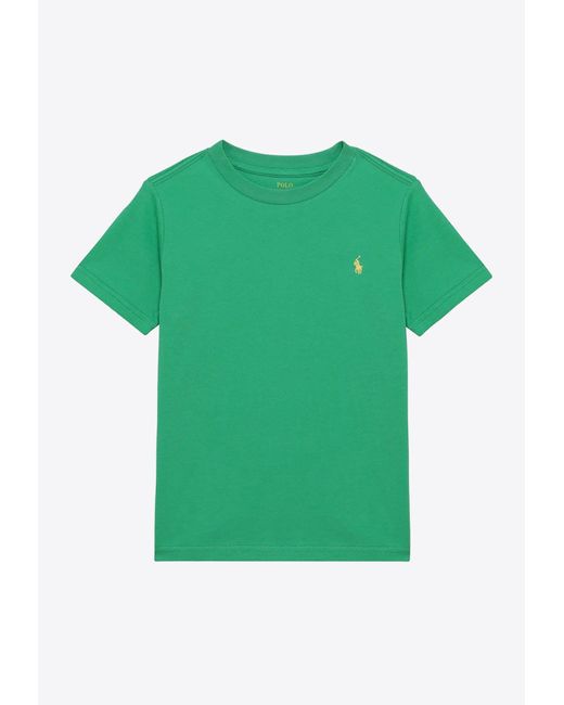 Polo Ralph Lauren Green Logo Embroidered Crewneck T-Shirt for men