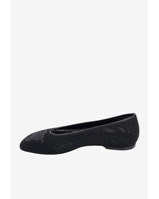 Burberry White Ekd Openwork Ballet Flats