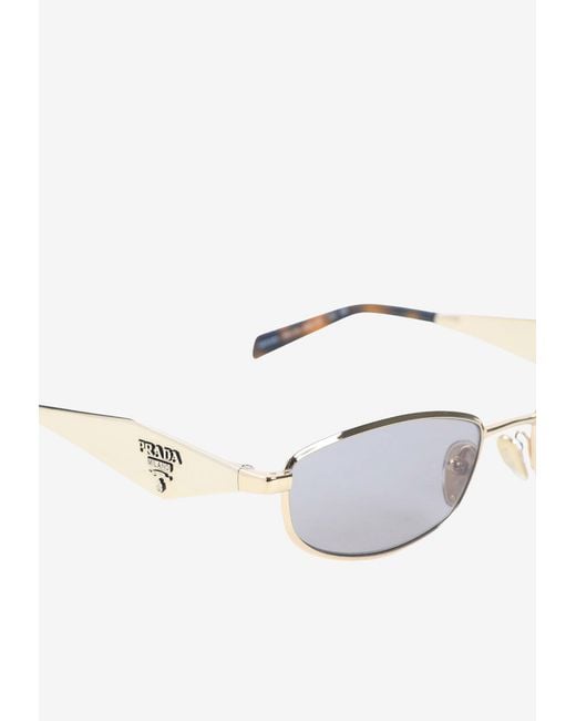 Prada White Logo Rectangular Sunglasses