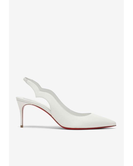 Christian Louboutin White Hot Chick 70 Leather Slingback Pumps