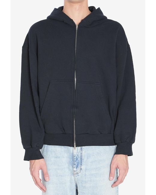 Balenciaga Black Flipped Uni Logo Zip-Up Hooded Sweatshirt for men