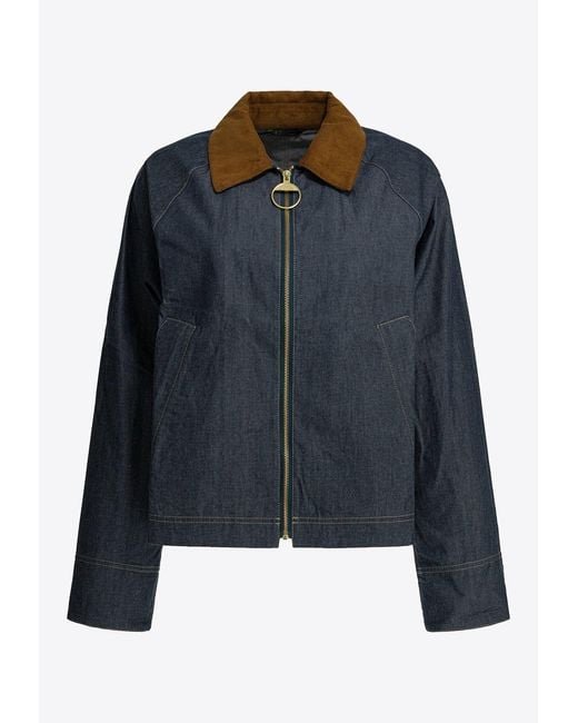 Barbour Blue Zip-Up Denim Jacket