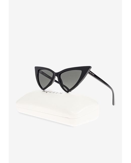 McQueen White Sharp Cat-Eye Sunglasses