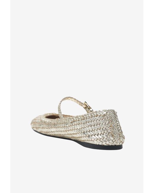 Prada White Woven Leather Ballet