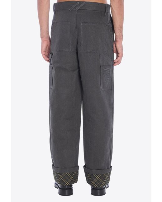 Burberry Gray Carpenter Oversized Turn-Up Pants for men