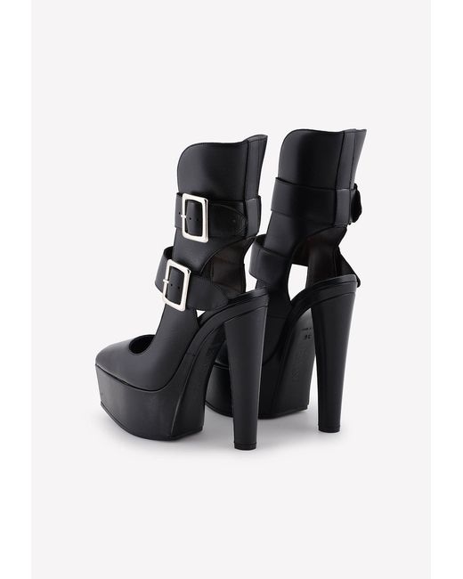 Vera Wang Black 105 Double-Buckle Platform Boots