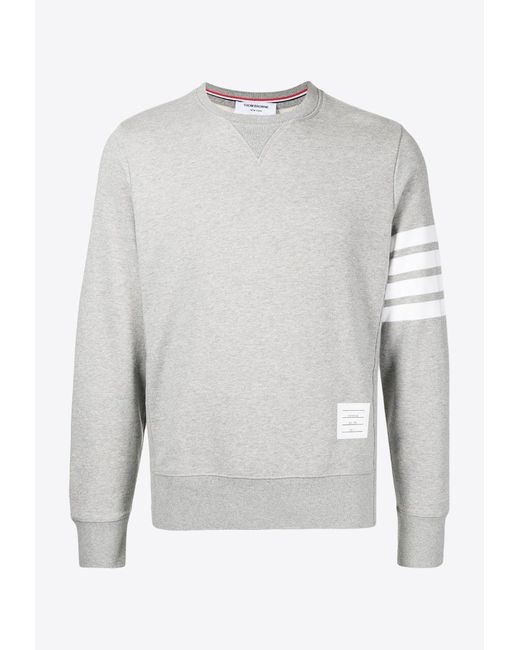 Thom Browne Gray 4-Bar Stripe Crewneck Sweatshirt for men