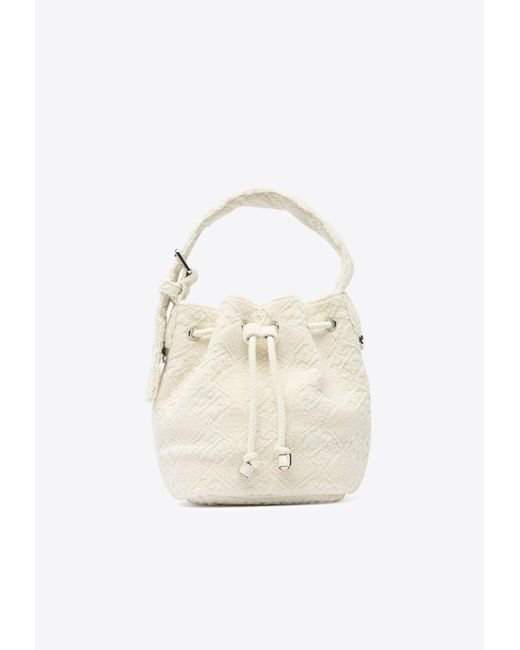 Tory Burch Natural T Monogram Terry Mini Bucket Bag