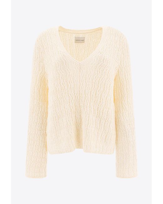 Loulou de Saison Natural Komo V-Neck Knitted Sweater