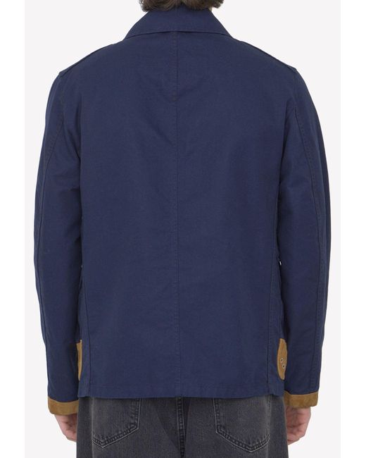 FAY ARCHIVE Blue Four-Hooks Cotton Jacket for men