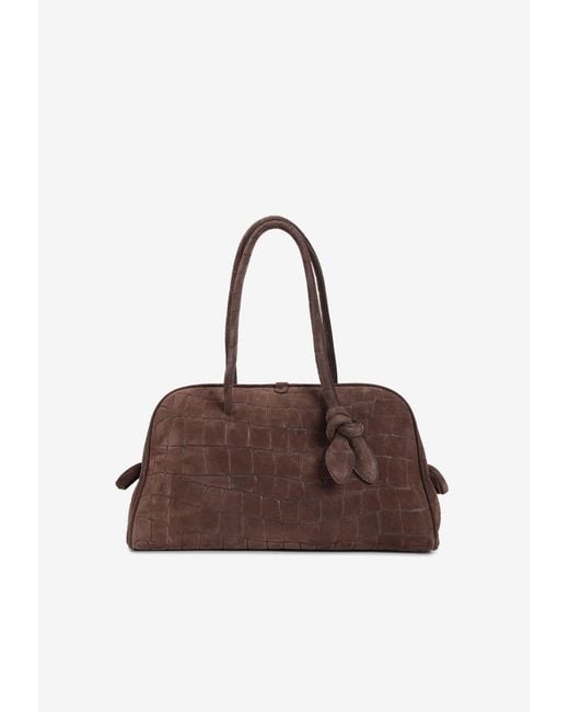 Jacquemus Brown Le Turismo Croc-Embossed Suede Shoulder Bag