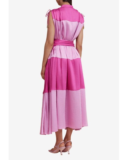 Acler Pink Widford Two-Tone Midi Dress