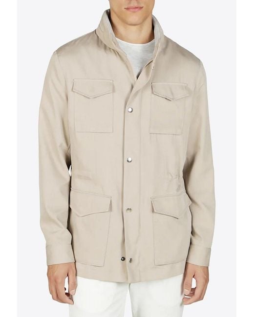 Eleventy Gray Field Buttoned Jacket for men