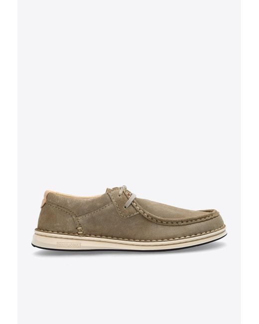 Birkenstock White Pasadena Suede Moccasin Shoes for men