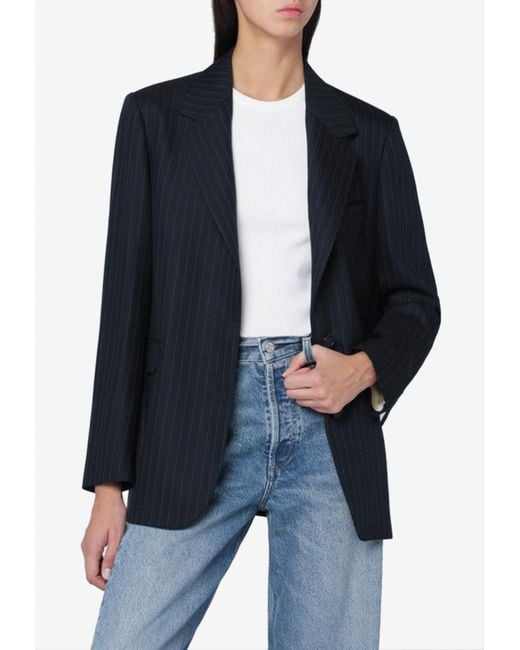 Golden Goose Deluxe Brand Black Pinstriped Wool Single-Breasted Blazer