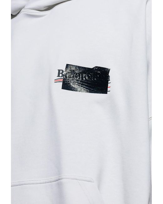 Balenciaga Gray Obscured Logo Oversized Hooded Sweatshirt for men