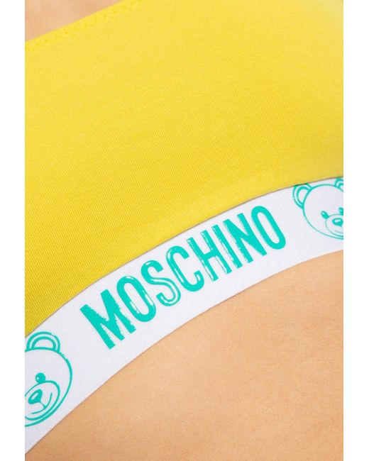 Moschino Yellow Signature Teddy Bear And Logo Bra
