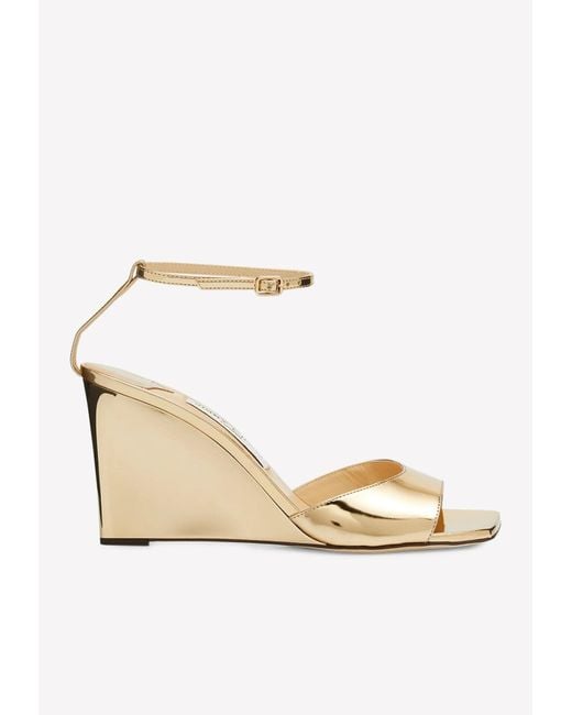 Brien 85 patent leather wedge sandals in white - Jimmy Choo | Mytheresa
