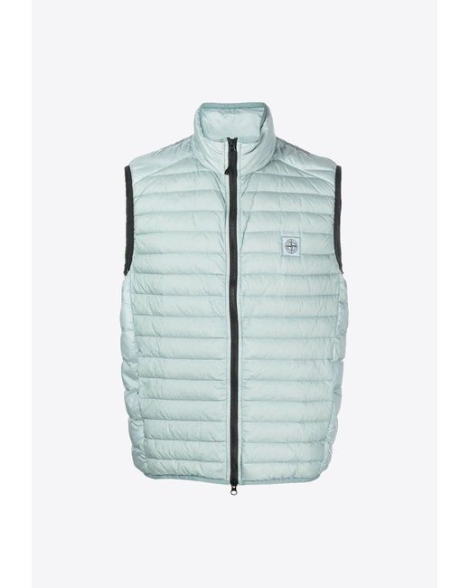 Stone Island Quilted Down Vest in Blue for Men | Lyst