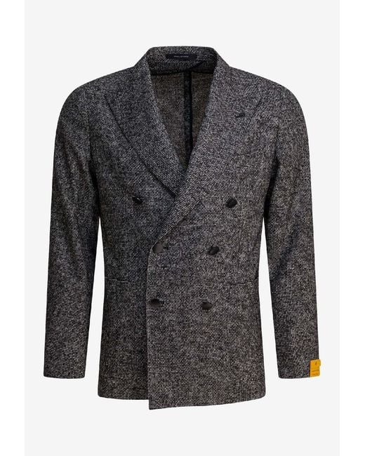 Tagliatore Black Wool Double-Breasted Blazer for men