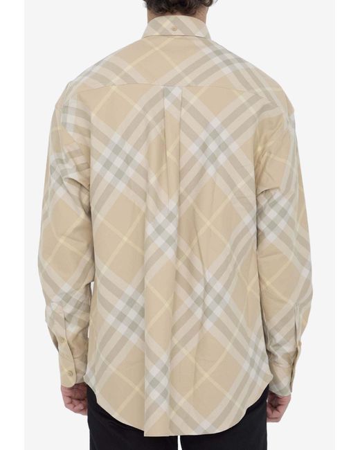 Burberry Natural Checked Button-Down Shirt for men