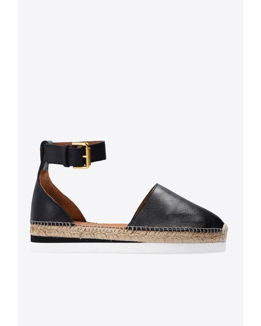 See By Chloé Black Glyn Grained Leather Espadrilles