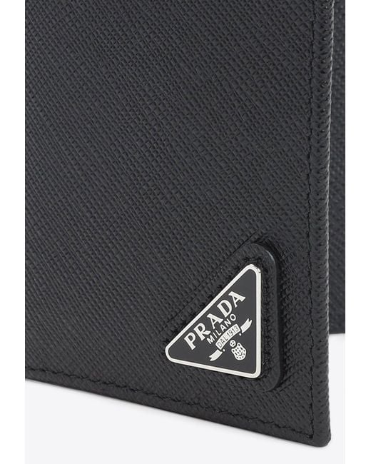 Prada White Logo Leather Cardholder for men