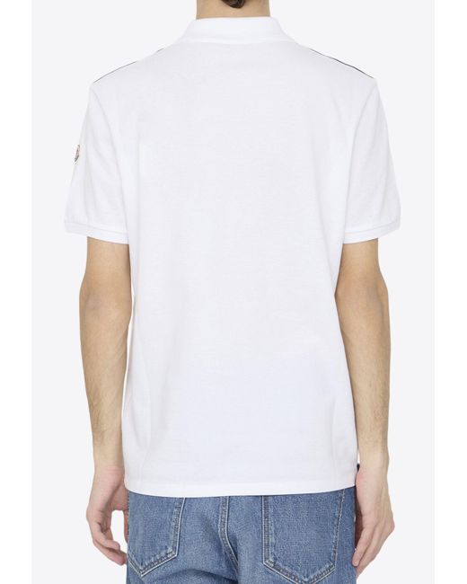 Moncler White Piquet Polo T-Shirt for men