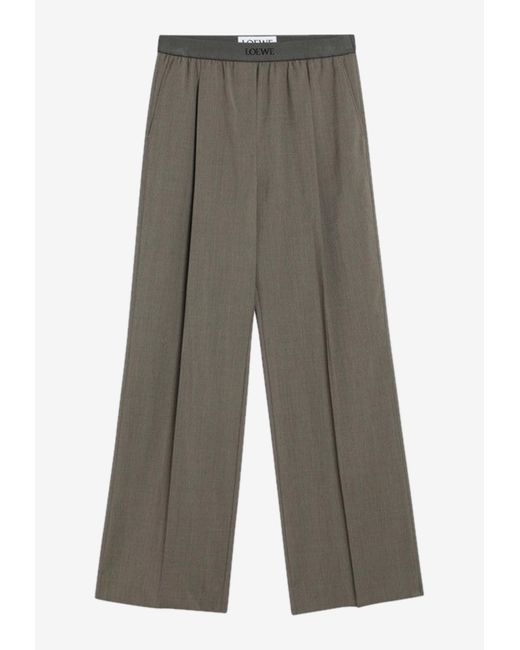 Loewe Gray Straight-Leg Wool Pants
