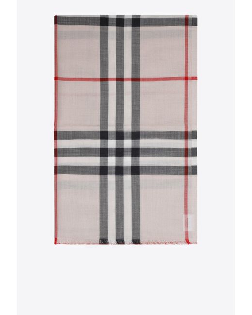 Burberry White Wool And Silk Check Scarf for men