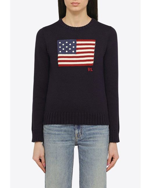 Polo Ralph Lauren Blue Inlaid Flag Knitted Sweater