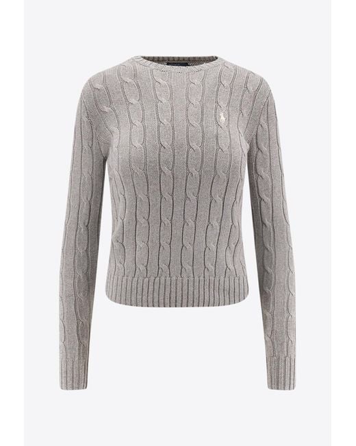 Polo Ralph Lauren Gray Cable Knit Logo Sweater