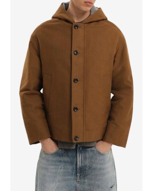 1989 STUDIO Brown Buttoned Workwear Jacket for men