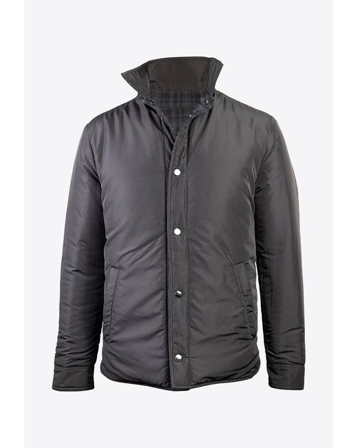 Canali Gray Reversible Checkered Field Jacket for men
