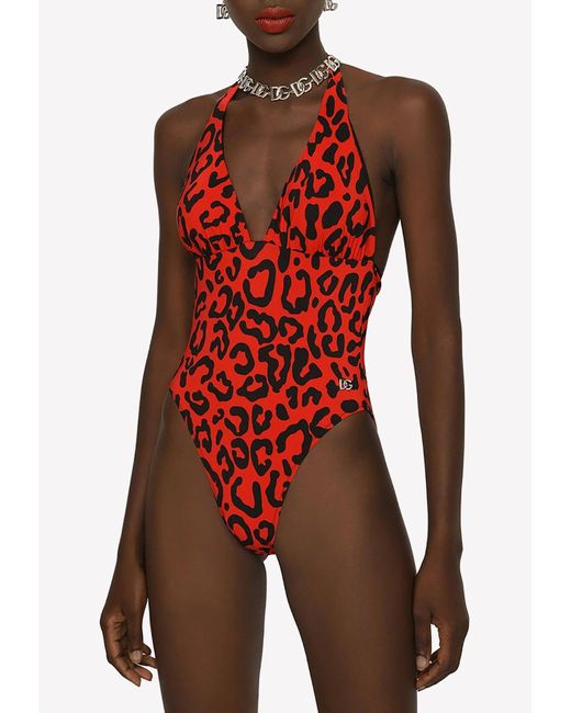 Dolce Gabbana Carnation print One piece Swimsuit In Red Lyst