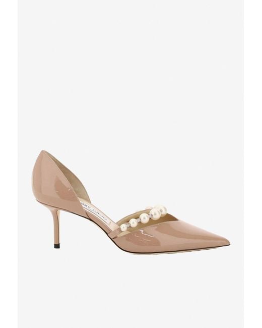 Jimmy Choo Leather Aurelie 65 Pearl Embellished Pumps in Pink - Lyst