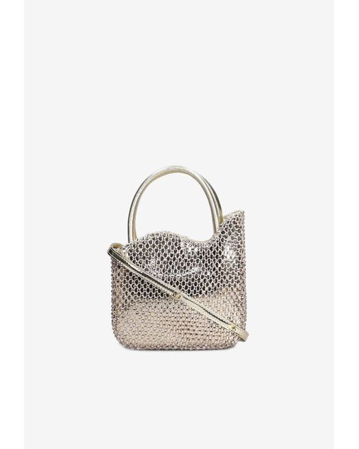 Le Silla White Mini Ivy Crystal-Embellished Top Handle Bag