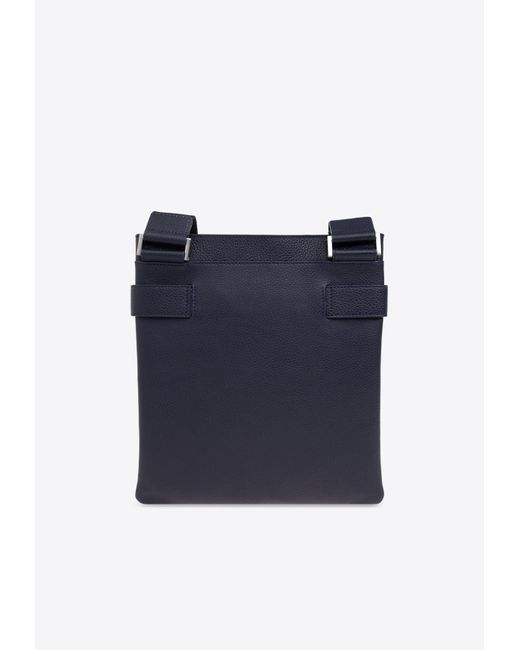 Ferragamo Blue Twins Gancini Buckle Messenger Bag for men