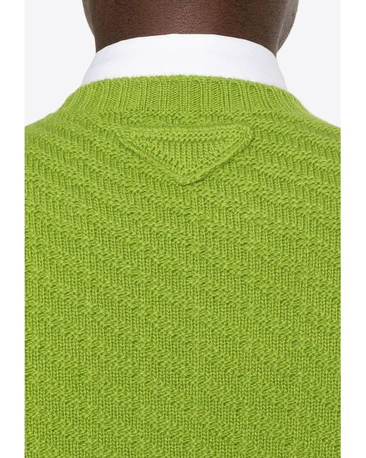 Prada Green Ribbed-Knit Jumper for men