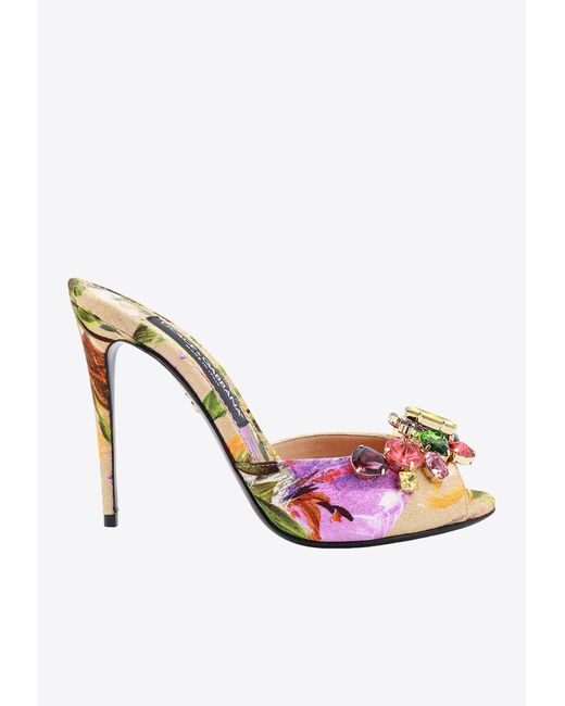 Dolce & Gabbana Pink 105 Floral Print Sandals