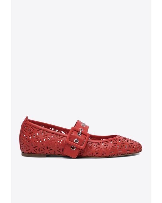 Halmanera Red Leather Ballet Flats