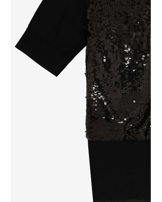 Dolce & Gabbana Black Sequin-Embellished Short-Sleeved Top