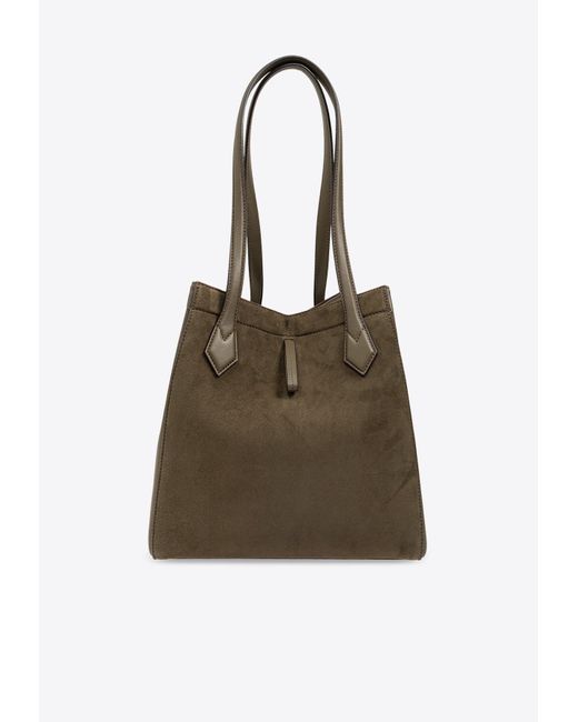 Fendi Green Medium Origami Suede Shoulder Bag