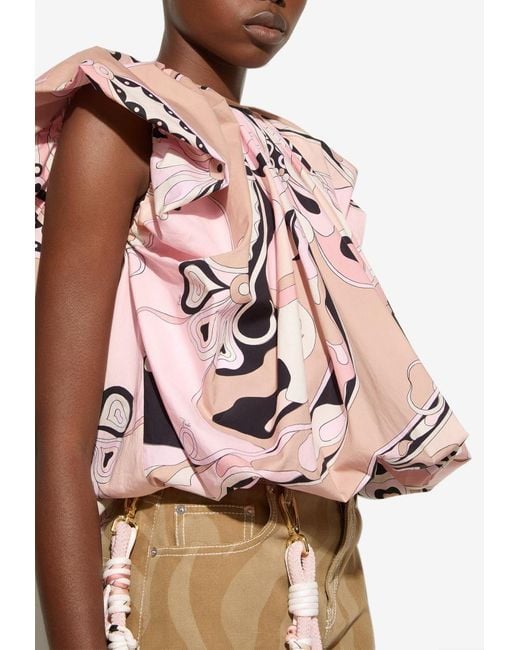 Emilio Pucci Pink Orchidee Print Voluminous Top