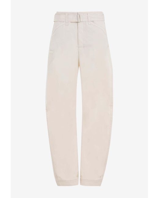 Lemaire White Belted Tapered Cargo Pants