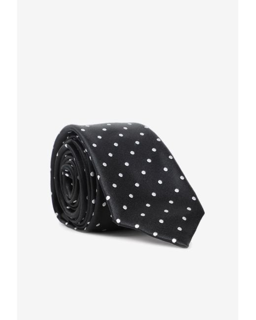Tom Ford Black Polka-Dot Silk Tie for men