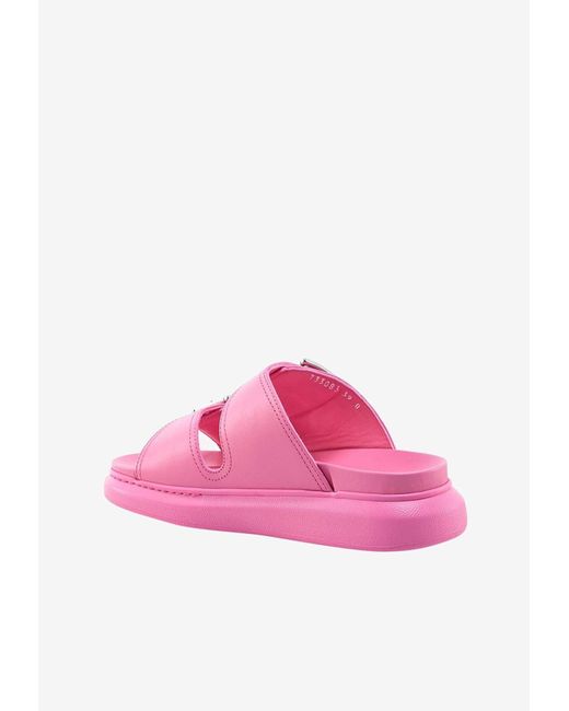 Alexander McQueen Pink Hybrid Leather Buckle Sandals