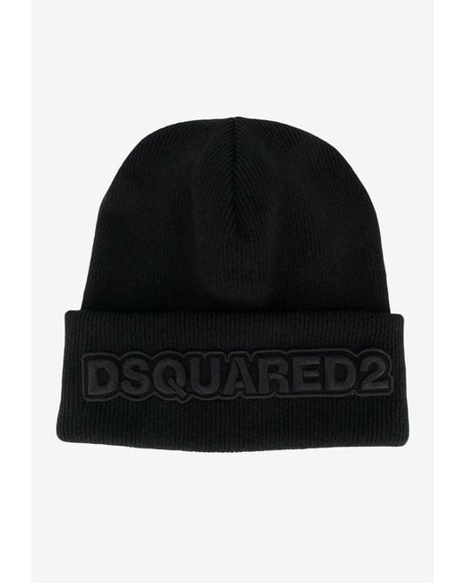 DSquared² Black Logo Knit Beanie