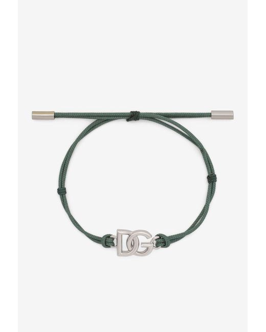 Dolce & Gabbana White Dg Logo Cord Bracelet for men