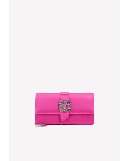 Manolo Blahnik Capri Clutch Bag In Satin in Pink Lyst UK